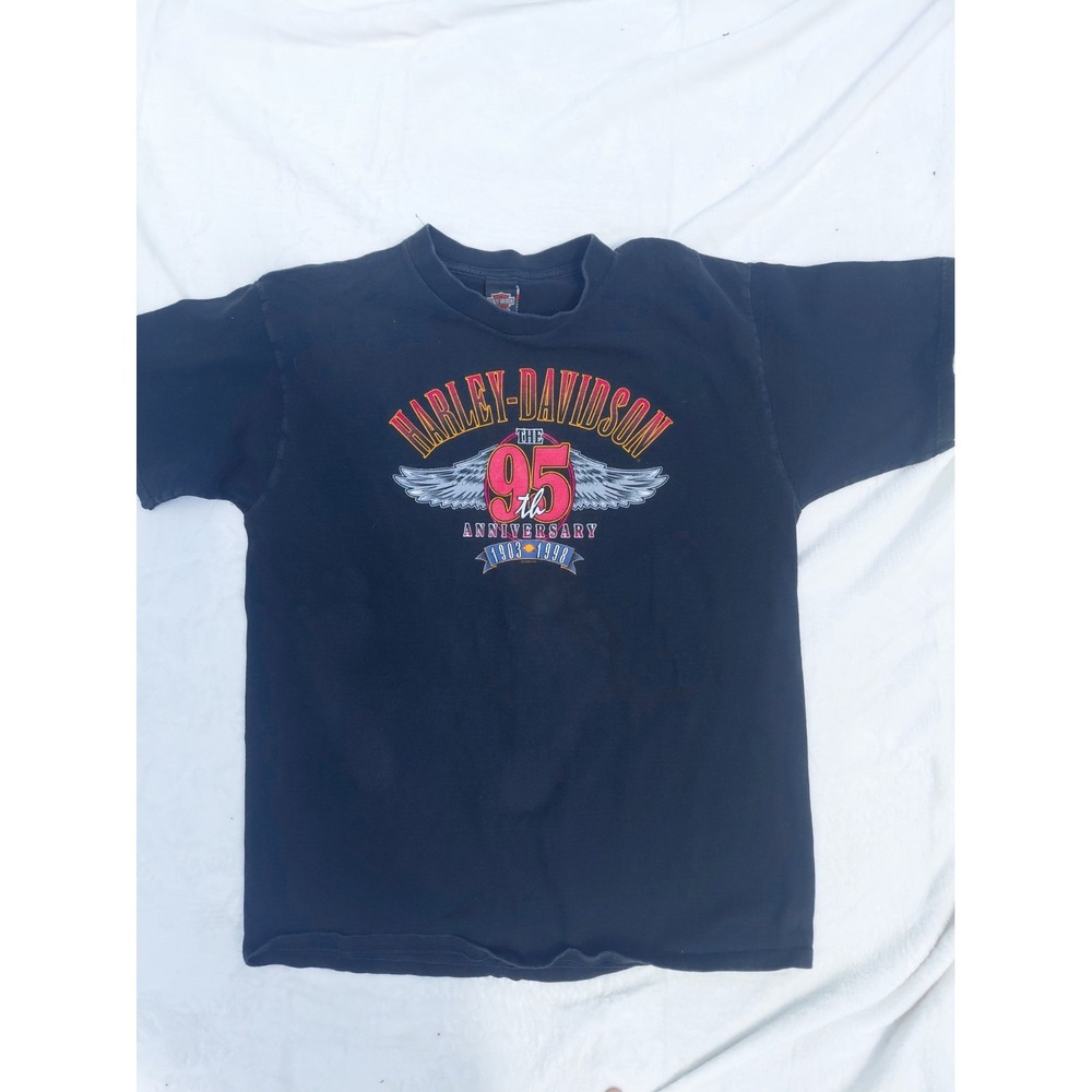 98 Harley Davidson 95th Anniversary Single Stitch T Shirt XL Black Milwaukee WI